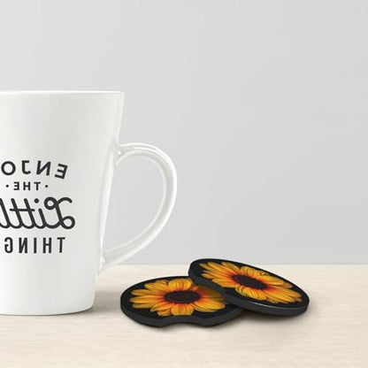 KARREAL 2 Pcs Car Cup Coasters - Sunflower - color: Sunflower
