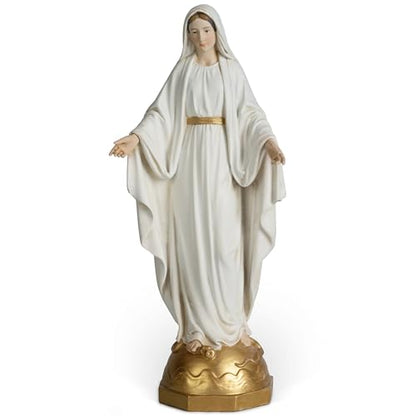 BC Catholic Our Lady of Grace Statue, 7" H Holy Mother Virgin Mary Figure, Religious Gfit of Home Decor, Handpainted Renaissance Sculpture Purity & Grace Collection from Buildclassic (Gold &White) - color: Our Lady of Grace