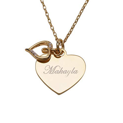 Cherished Moments Heart Necklace, .925 Sterling Silver or 14K Gold-Plated - color: Gold-Plated