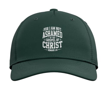 Not Ashamed Gospel Bible Verse God Jesus Christian Adjustable Baseball Hat - color: Dark Green