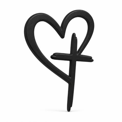 Jesus Love Heart Cross Car Emblem Sticker, 3D Metal Christian Car Decal, Faith Religious Auto Badge for Cars SUV Trucks (Black) - color: Black