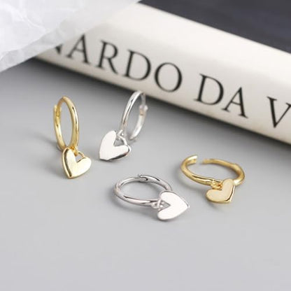 925 Sterling Silver Dangle Earrings Heart Star Cross Drop Earrings Dainty Gold Trendy Cute Earrings for Women - color: Heart, silver