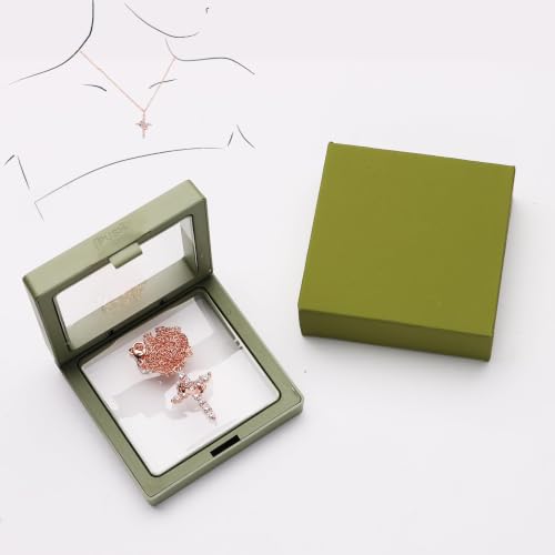 Upgraded Crown Cross Necklace for Women, CZ Pendant 18+2 - color: rose gold