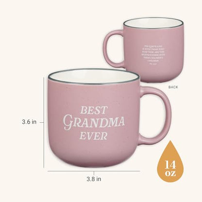 Christian Art Gifts Large Ceramic Microwave/Dishwasher Safe Coffee & Mug - color: Pink/Grandma, size: 14 Ounces