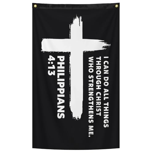 Phil 4:13 Cross Flag I Can Do All Things Through Christ Christian Banner - color: B