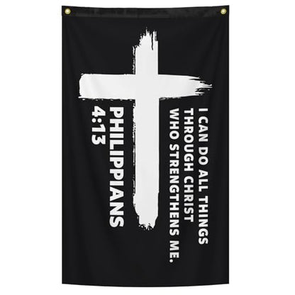 Phil 4:13 Cross Flag I Can Do All Things Through Christ Christian Banner - color: B