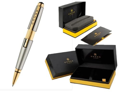 Cross Edge Rollerball Pen, Includes Luxury Gift Box (Titanium and Gold)