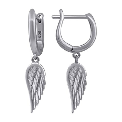 Diamond2Deal 925 Sterling Silver Angel Wing Religious Dangle Earrings