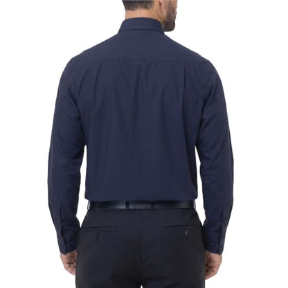 Men's Long Sleeve Clergy Shirt Tab Collar - color: Navy Blue, size: XX-Large