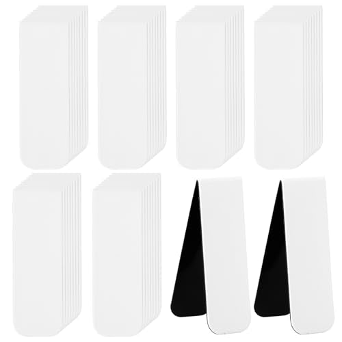 48 Pieces White Magnetic Bookmarks Book Marker Clip Sublimation Bookmarks, Magnetic Page Markers Clips for Kids Students Teachers Classroom Office Reading Book Lovers Supplies - style: White