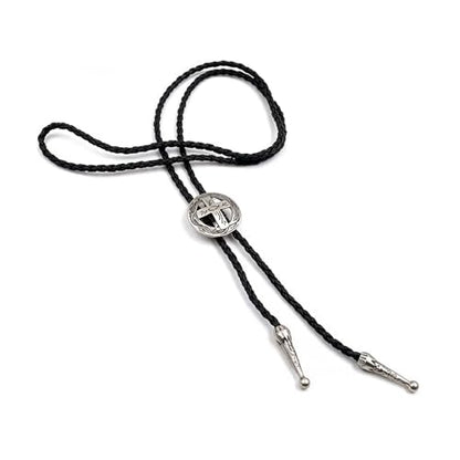 Fashionable Cross Bolo Tie Multi-Color Cross Shield Necktie - color: Retro Silver-style 1