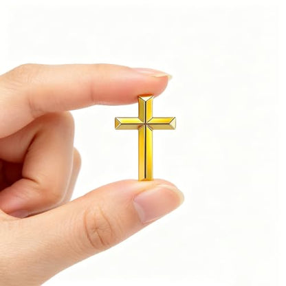 10/50/100 Pack Metal Cross Lapel Pins, Gold & Black Christian Brooch - color: Polished Gold