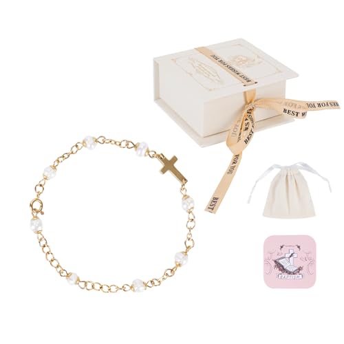 Baby Baptism Bracelet with Cross - Baptism Gifts for Girl