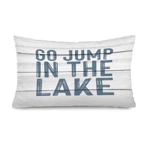 Lacama Lake House Decor 12x20 Pillow Cover, Go Jump in The Lake Coastal Nautical Lakehouse Decorative Lumbar Throw Pillow Covers Pillowcases for Couch Bed Home Bedroom Living Room - color: Coast-go Jump in the Lake