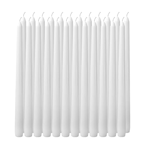 24 Pack White Taper Candles丨Taper Candles 10 Inch Dripless丨Unscented & Smokeless Candlesticks Bulk丨7-8 Hours Long Burning Tall Candles丨Ideal for Christmas Weddings Parties Dinner - color: White, size: 24 Pack Taper Candle