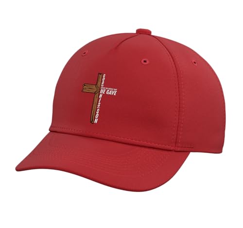 God So Loved The World John 3 16 Christian Men Women Kids Adjustable Baseball Hat - color: Red