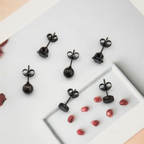 NEWITIN 9 Pairs Cross Earrings for Men Women Stainless Steel Earrings Set - color: Different Black