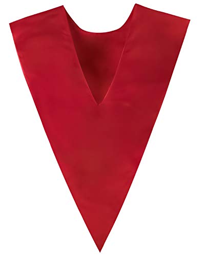 IvyRobes Unisex V Shape Solid-Colored Choir Stole with Cross - color: Red