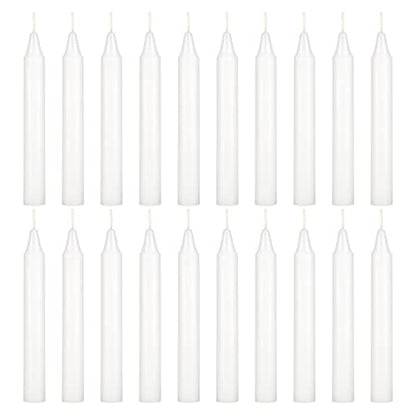 Mega Candles Unscented Mini Taper Chime Spell Candles 20 Count 4" x 1/2" - color: White, size: 20 Pieces