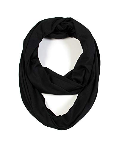 Super Soft Cotton Blend Lightweight Solid Color Multi Loop Infinity Scarves - color: Black