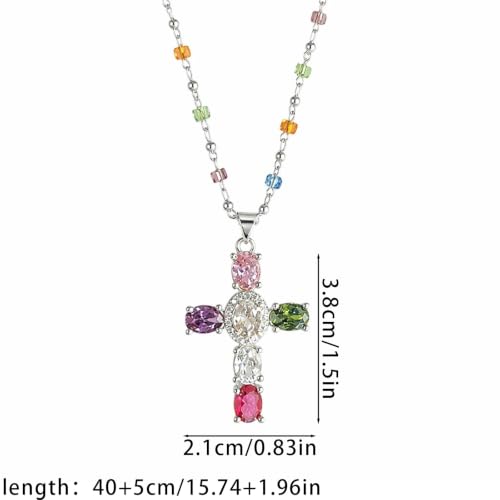 Colorful Crystal Rainbow Symbol Pendant Alloy Clavicle Necklace - color: coloful3