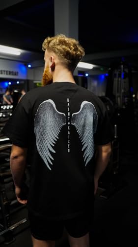SAINT KAIZEN Men’s Shirts for Extra Softness - 220G Cotton Oversized - color: Angel Wings, size: X-Large