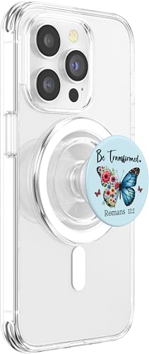 Be Transformed Romans 12:2 Christian Butterfly Bible Verse PopSockets PopGrip for MagSafe - style: Magnetic PopGrip