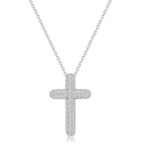 Baptism Cross Necklace for Women,First Communion Cross Necklaces Jewelry Gifts for Women - color: Crystal Bubble-S