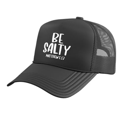 Be Salty Matthew 5:13 Bible Verse God Jesus Faith Christian Trucker Hat with Adjustable Mesh Back - color: Black