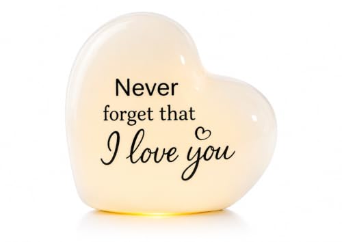 ADAVAS.Y&G Never Forget that I Love You Ceramic LED Love Night Light – Romantic Porcelain Night Light Gift for Her, Warm White Glow Gift for Daughter Bed Room Decor for Mom - color: Love