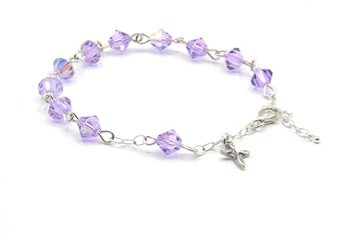 Catholic Communion Rosary Bracelet Created with Swarovski® Crystals, Glass - color: Alexandrite - June
