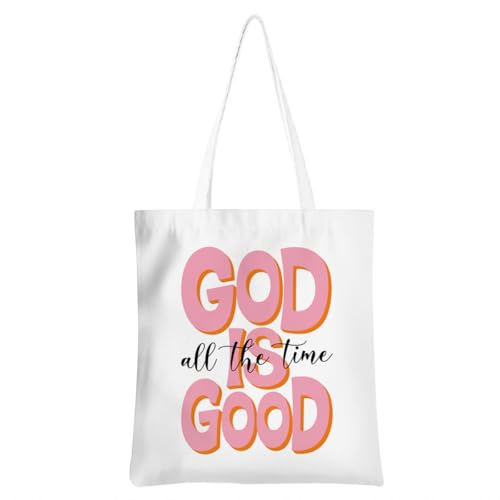 Christian Tote Bag Religious Gifts Canvas Bags for Women Men Shopping Work Gym Picnic Travel - color: God All the Time is Good