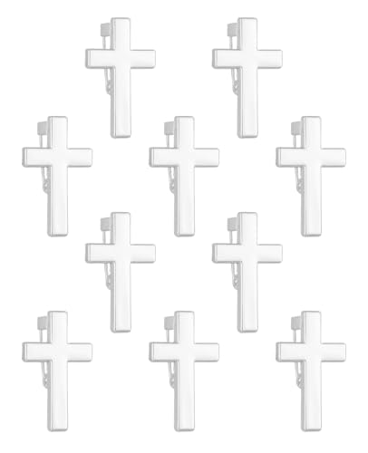 Cottvott Holy Spirit Enamel Dove Lapel Pins/Holy Chalice Pins Catholic Crucifix Jesus Cross Lapel Pins Religious Brooches Women Men Christian Party Favors - color: 10pcs-cross-silver color