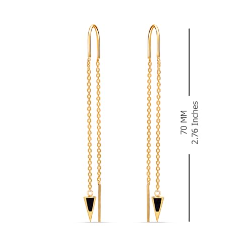 LeCalla 925 Sterling Silver Long Drop Earrings for Women | Lightweight Long Tassel Chain Threader Drop Dangle Earring for Women - color: Black Triangle Drop