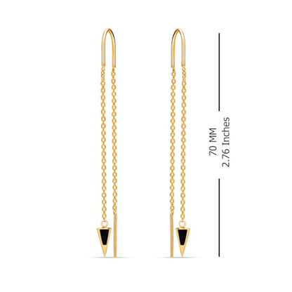 LeCalla 925 Sterling Silver Long Drop Earrings for Women | Lightweight Long Tassel Chain Threader Drop Dangle Earring for Women - color: Black Triangle Drop