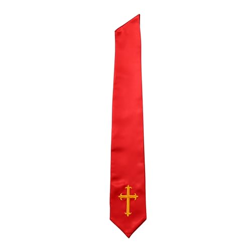 Clergy Stole & Choir Stole with Embroidered 60/72" - color: Red, size: 60 inch