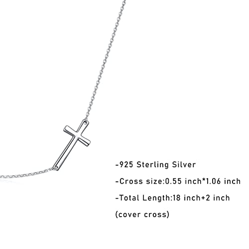 Rnivida 925 Sterling Silver Sideways Cross Pendant Necklace for Women - color: Silver - 18"~20"