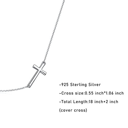 Rnivida 925 Sterling Silver Sideways Cross Pendant Necklace for Women - color: Silver - 18"~20"