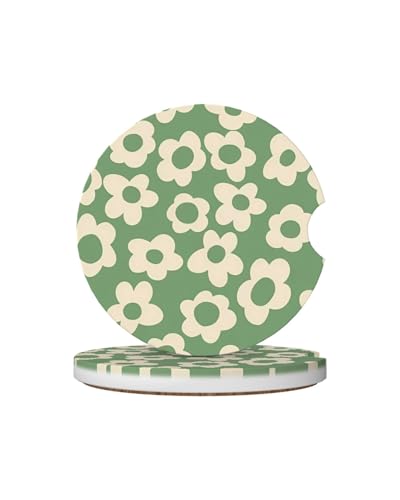 Ceramic Car Cup Coasters 2PCS - Kawaii Flower - color: Kawaii Flower