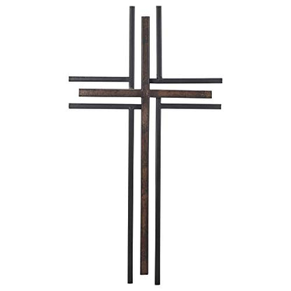 Dicksons Galvanized Look Double Layer 16 inch Decorative Metal Decorative Hanging Wall Cross