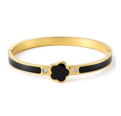 Fullrainbow Bible Verse Bracelet Religious Daily Bible Verse NFC Bracelet for Women, Gold Plated Bangle Bracelets with Black Enamel Flower Design and Crystal Accents (gold)