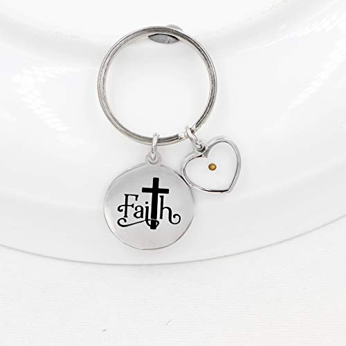 Uloveido Stainless Steel Faith Cross Keychain & Jesus Loves Me Christian Keyring Mustard Seed Charms Religious Jewelry - style: Classic