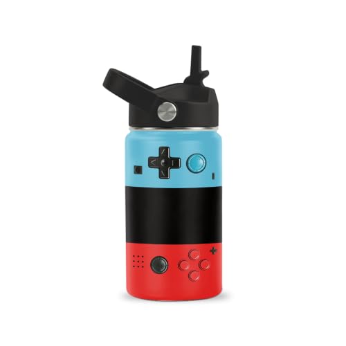 Video Game Gifts for Boys 12oz Water Bottle with Straw Lid - Gamer Stainless Steel Kids Insulated Cup for School, Sports, Travel Tumbler - Gaming Birthday Gifts for Game Lovers, Boys, Girls - color: Game02, size: 12 Ounces