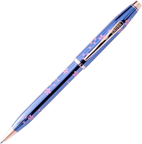 Cross Century II Cherry Blossom Blue Ballpoint Pen, AT0082-163, Black Ink - color: YOZAKURA Translucent Cobalt Blue, style: Century II