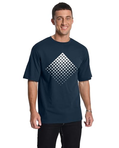 Aiyino Men's Triangle Geometric Tee – Gradient Art 100% Cotton Casual Top - color: Navy, size: Small