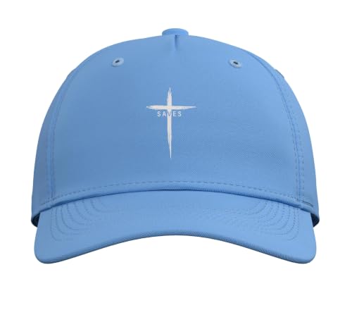 Cool Christian Cross Jesus Saves Men Women Graphic Christ Adjustable Baseball Hat - color: Light Blue