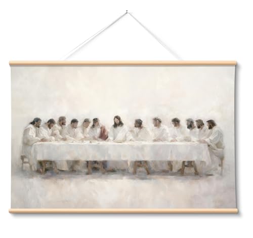 VIYYIEA Large Framed Christian Wall Art, 24x36 Inch The Last Supper Canvas Print, Neutral Religious Wall Decor for Living Room Dining Room Church - color: The Lord’s Supper