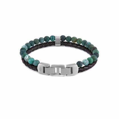 Fossil Men's Beaded Bracelet - color: Green/Brown