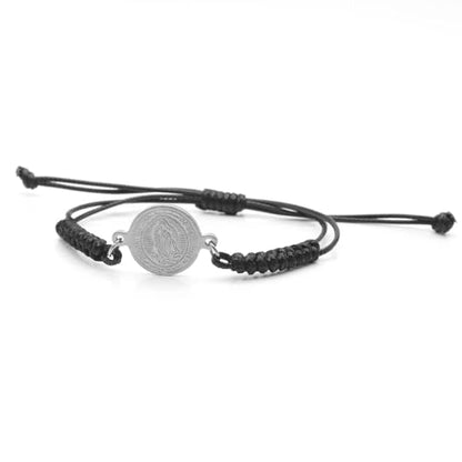 925 Sterling Silver San Benito Bracelet For Women And Men, Catholic Multicolor Bracelet St. Benedict Medal Hand Knitted Knot Coin Beaded Adjustable Religious Prayer Faith - color: Black Silver - San Benito Bracelet