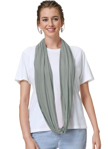 Lina & Lily Premium Modal Jersey Knit Women's Infinity Scarf Loop Lightweight - color: Dusty Mint